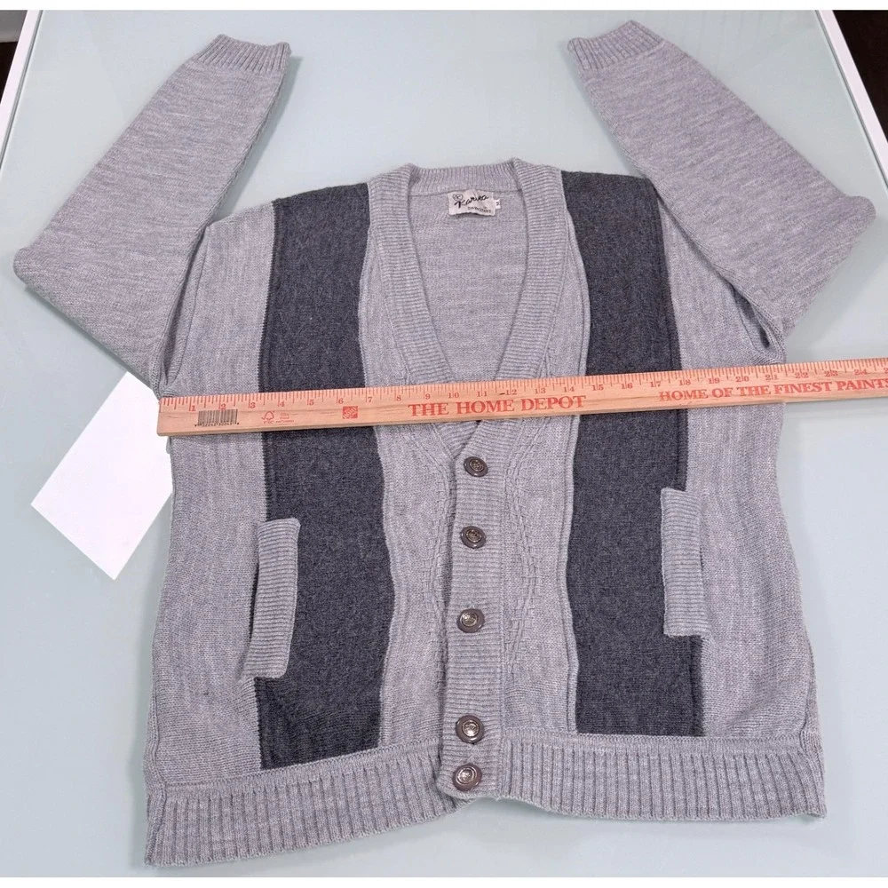 VTG Karina Sweaters Cardigan Mens M Gray V-Neck Long Sleeve CozyCore Preppy‎